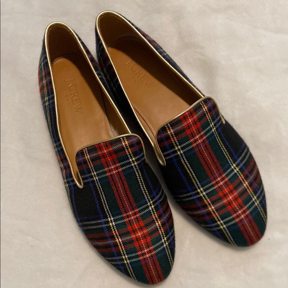 J. Crew Plaid Loafers - Red and Blue